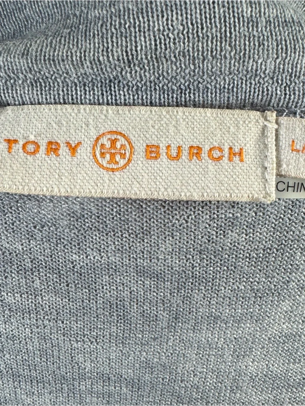 Tory Burch Heather Gray 100% Merino Wool Cardigan Large Silver Buttons Size L